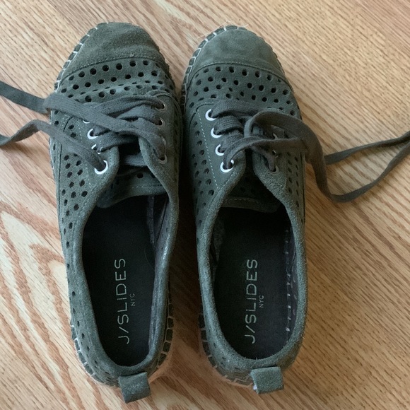 J/Slides Green Suede Platform Espadrille Sneakers - Picture 4 of 5